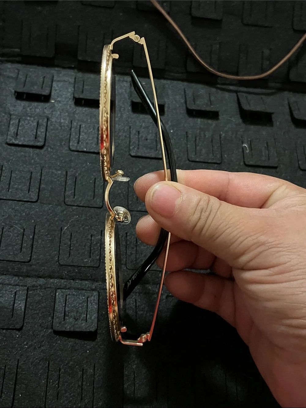 Round Gold Crystal-Embellished Sunglasses for Women